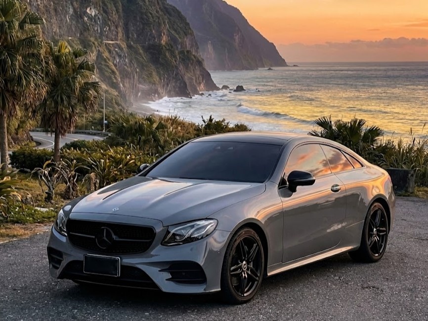 台中租車 賓士 E400 Coupe 雙門轎跑 水泥灰 - 強運租車